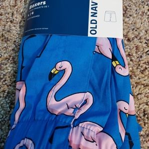 NWT OLD NAVY  MENS BOXER SHORTS SIZE L BLUE WITH PINK FLAMINGOS